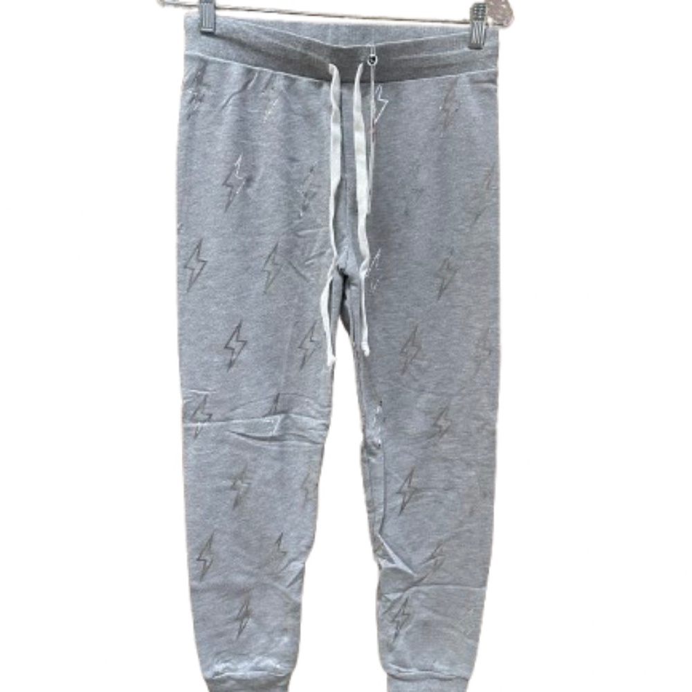 NEW Wildfox Silver Lightening Bolt Gray Sweatpants - Misses Small